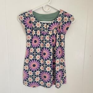 Tea Collection Ruffle Flutter Retro Floral CottageCore Cotton Dress Girls 6
